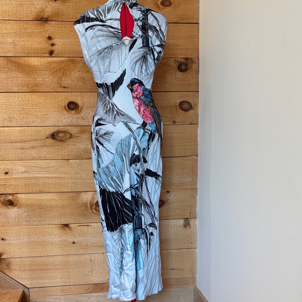 Anthropologie Tropical Parrot Maxi Dress - Blue/Pink - Picture 2 of 6